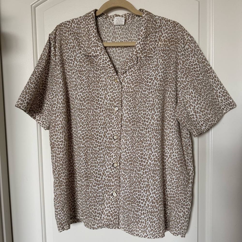 Leopard Print button down short sleeve Shirt animal print, tropical, bohemian
